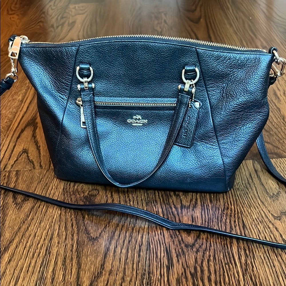 Coach Prairie Satchel Black Shoulder Bag with Pebbled Leather